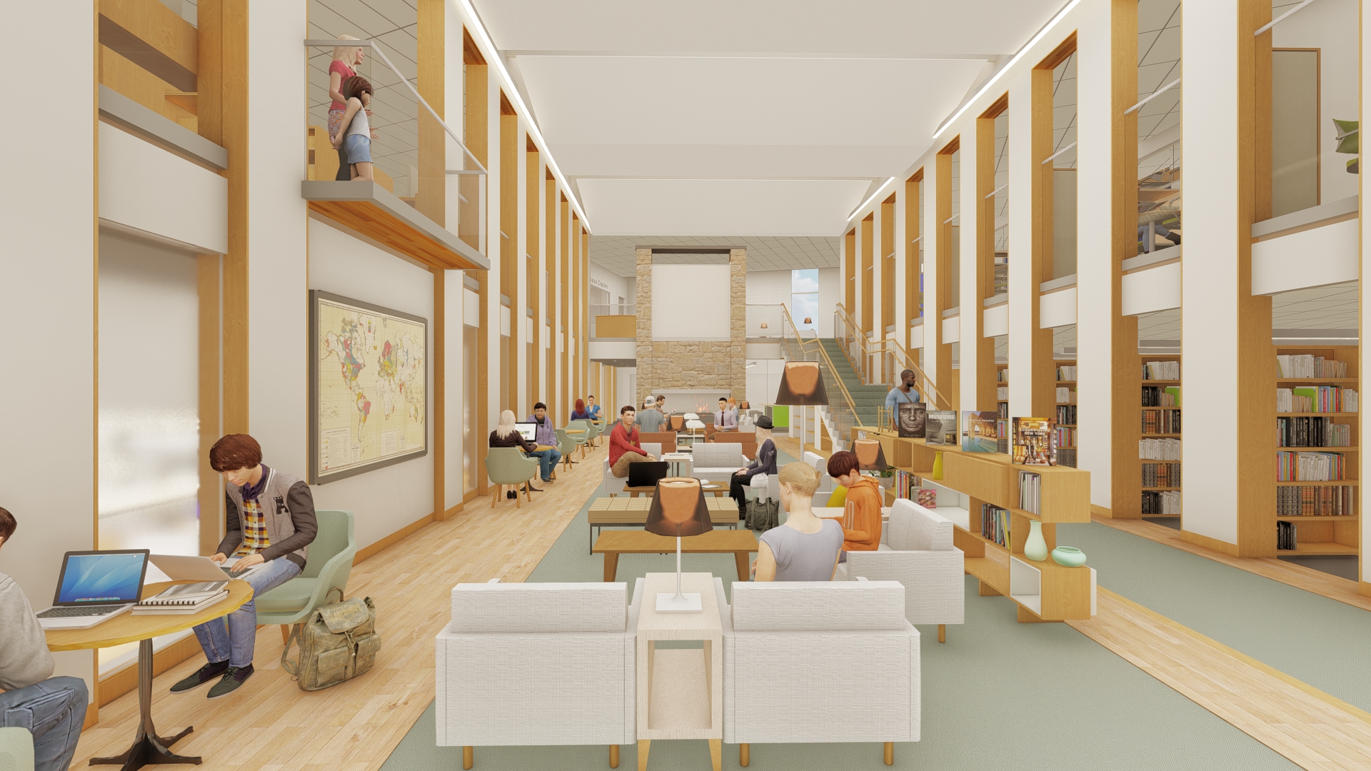 Rendering of library reading space