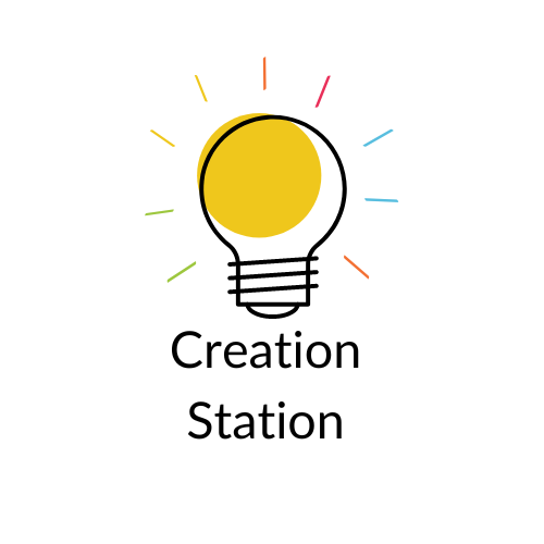 Lightbulb with creation station written underneath