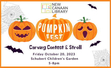 Pumpkin Fest Carving Contest & Stroll Three pumpkins and bats displayed 