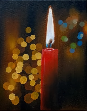 image of a red candle painting