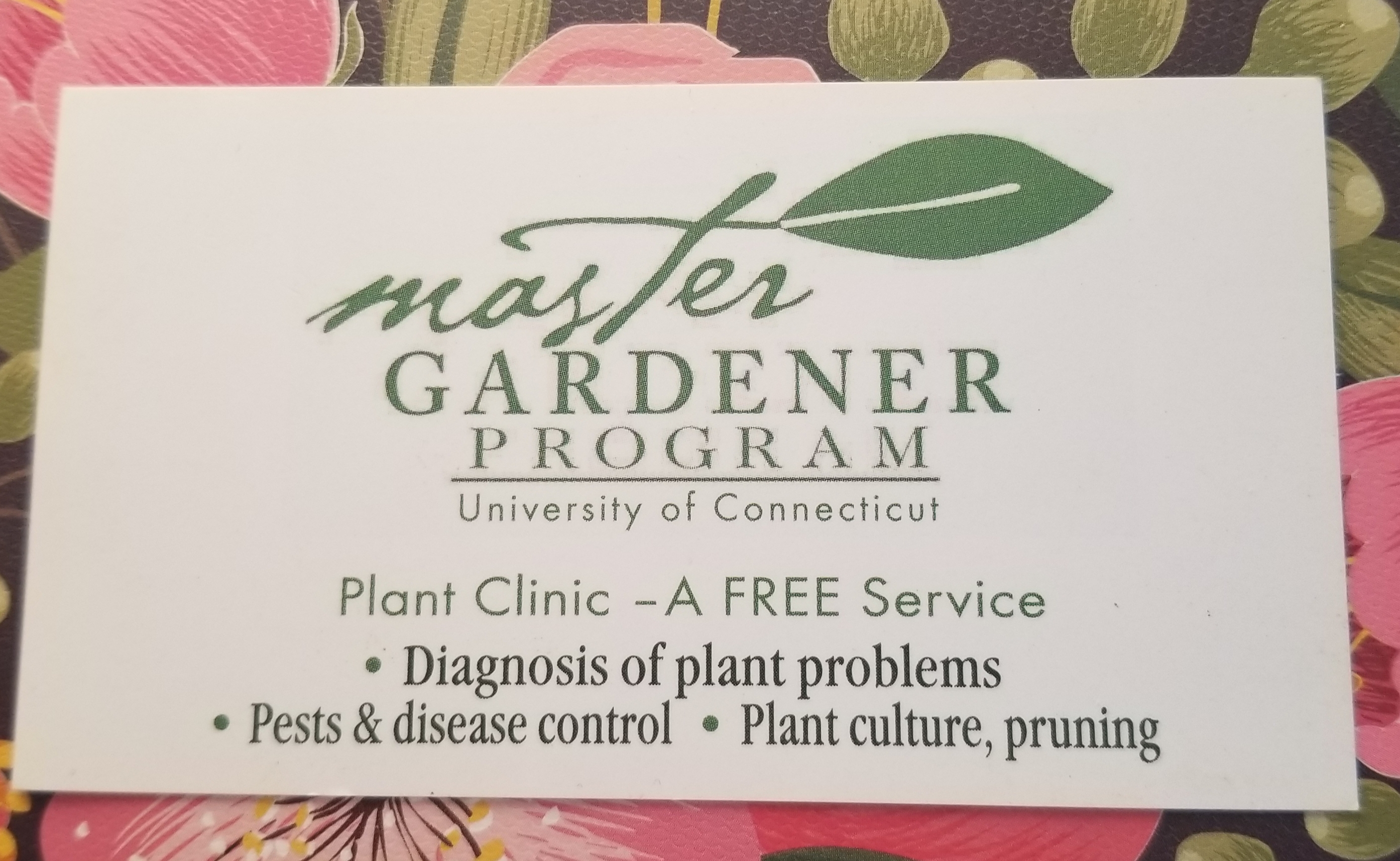 UCONN Master Gardener card