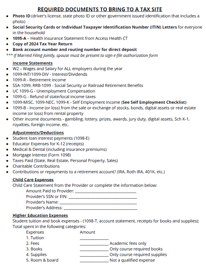 List of sites offering Tax Prep for 2024 tax season in CT, continued