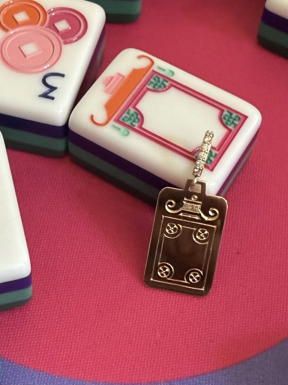 14K Gold Mahjong pendant 
