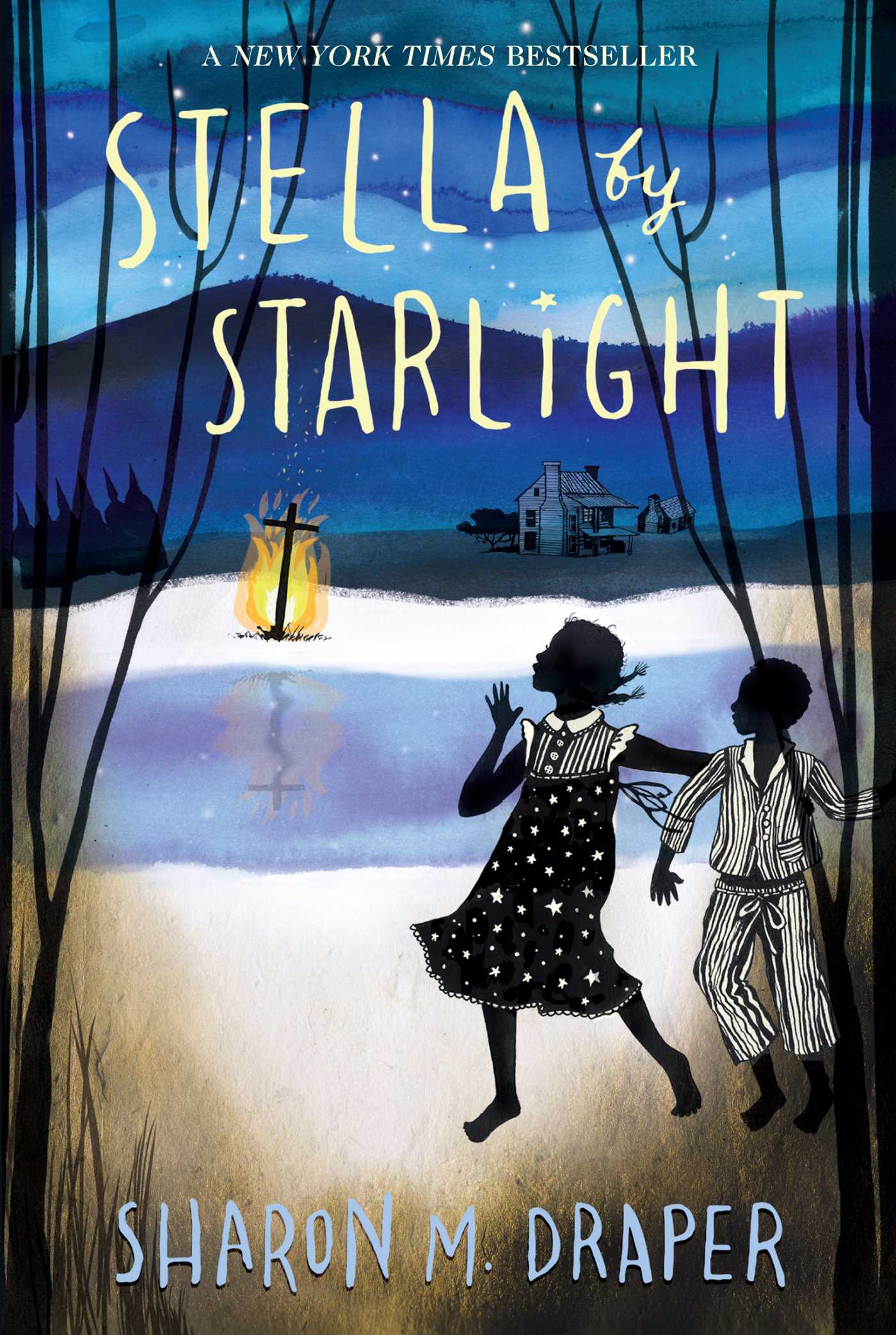 Cover illustration for "Stella by Starlight" - two silhouettes in front of a night landscape