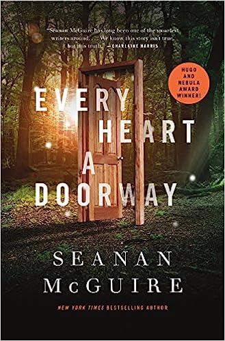 Every heart a doorway cover, an open door in the middle of the woods going nowhere