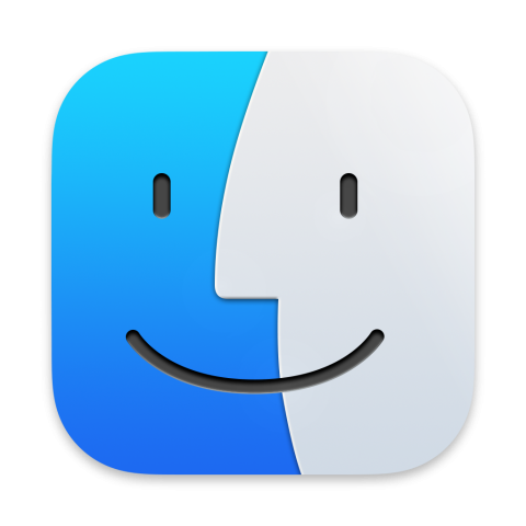 This is a simple face with two eyes, a nose, and a smile. The face is half white and half blue.