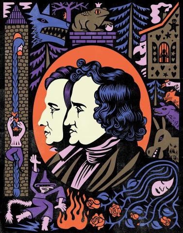 Golden Cosmos Illustration for New Yorker Brothers Grimm article