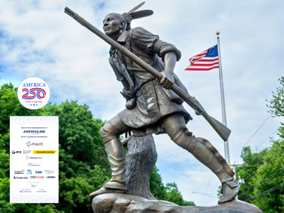 Bronze statue of Stockbridge Militia Native American soldier