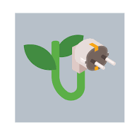 An electrical plug growing out of a plant stem