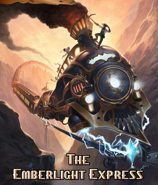 Drawing of a flying train with the words 'The Emberlight Express" written below it.