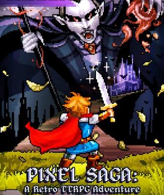 Pixelated image of an adventurer confronting a vampire. 