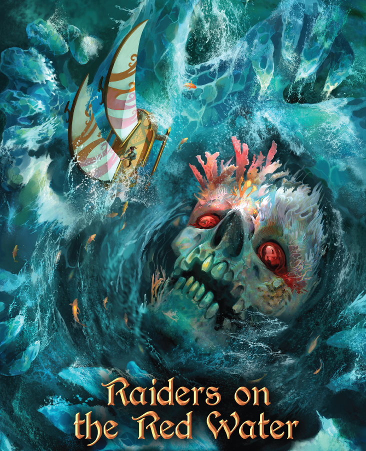 digital illustration of small ships in a wirlpool that is shaped like a skull