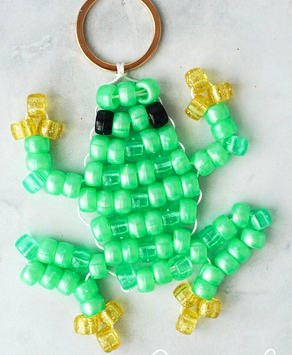 Beaded frog keychain