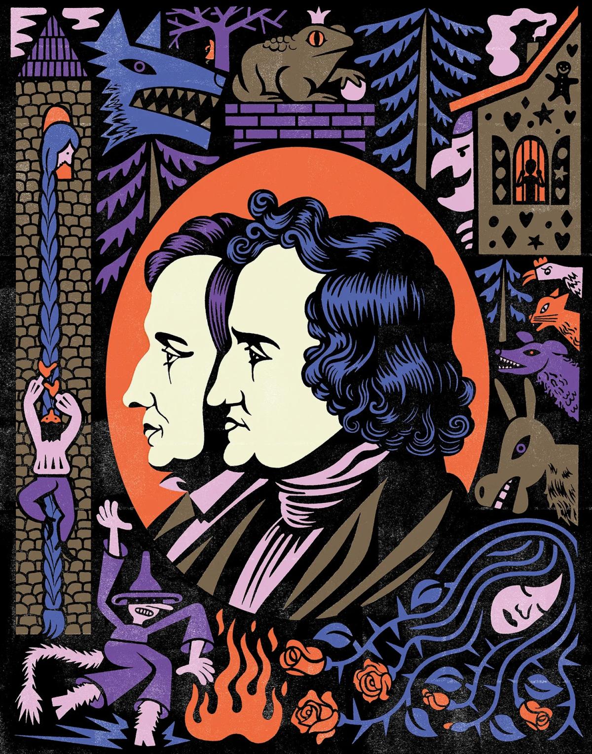 Golden Cosmos Illustration for New Yorker Brothers Grimm article