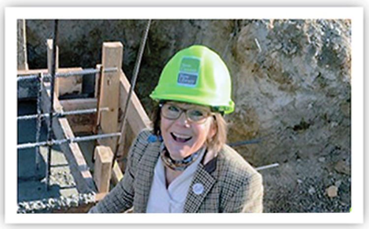 New Canaan Library Director Lisa Oldham on job site